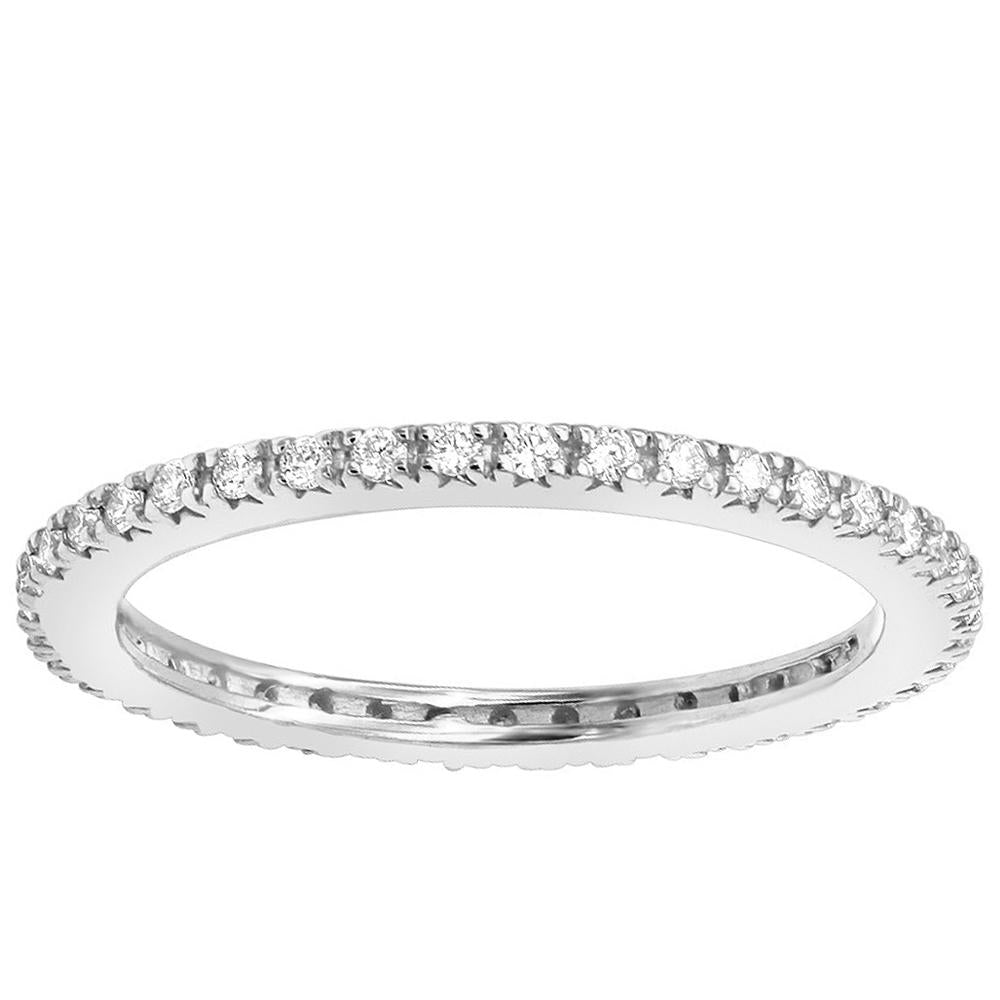 3mm Crystal Band Ring featuring quality round diamonds on an 18K white gold band, available in two colors.