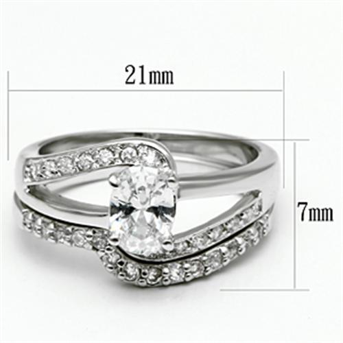 3W022 Rhodium Brass Ring featuring a clear AAA Grade CZ stone, showcasing its elegant design and shiny finish.