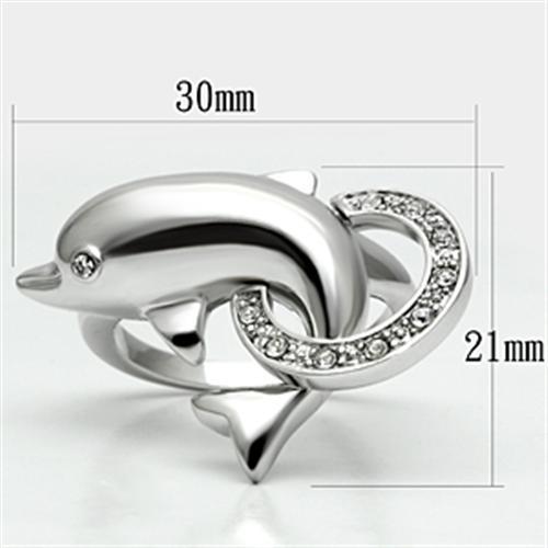 3W032 Rhodium Brass Ring featuring a clear top grade crystal, showcasing its elegant design and sparkling centerpiece.