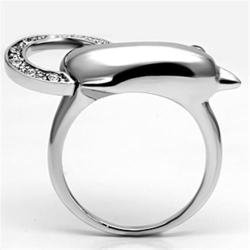 3W032 Rhodium Brass Ring featuring a clear top grade crystal, showcasing its elegant design and sparkling centerpiece.