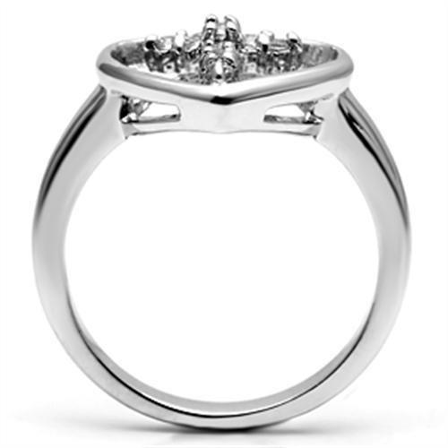 3W046 Rhodium Brass Ring featuring a clear AAA Grade CZ stone, showcasing its elegant design and luxurious finish.