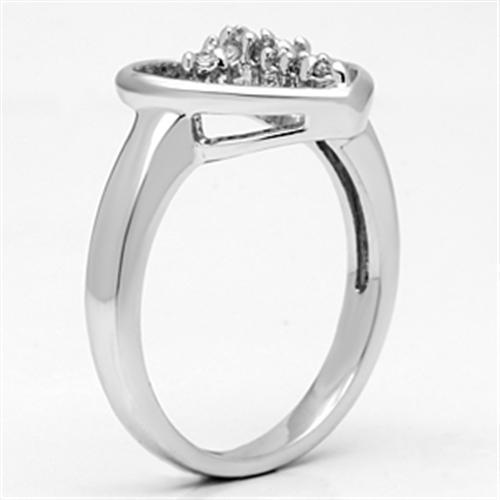 3W046 Rhodium Brass Ring featuring a clear AAA Grade CZ stone, showcasing its elegant design and luxurious finish.