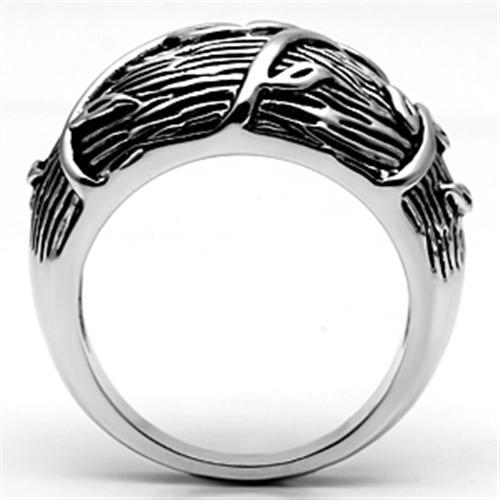 3W064 Rhodium Brass Ring with a sleek design, featuring a shiny rhodium finish and no center stone, perfect for any occasion.