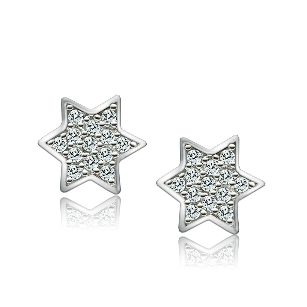 Elegant 3W092 Rhodium Brass Earrings featuring AAA Grade CZ in Clear, showcasing their stunning design and sparkle.