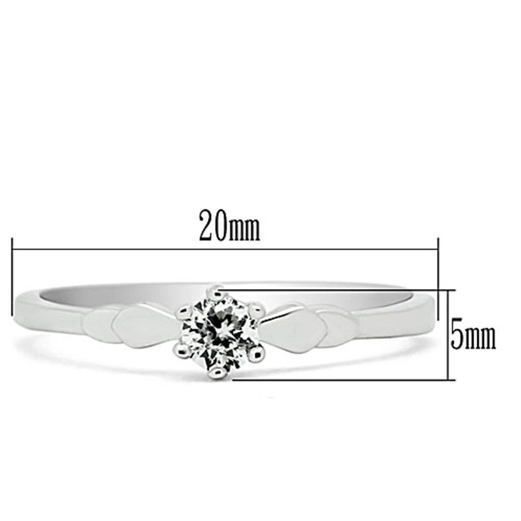 3W110 Rhodium Brass Ring featuring a clear AAA Grade CZ stone, showcasing its elegant design and luxurious finish.