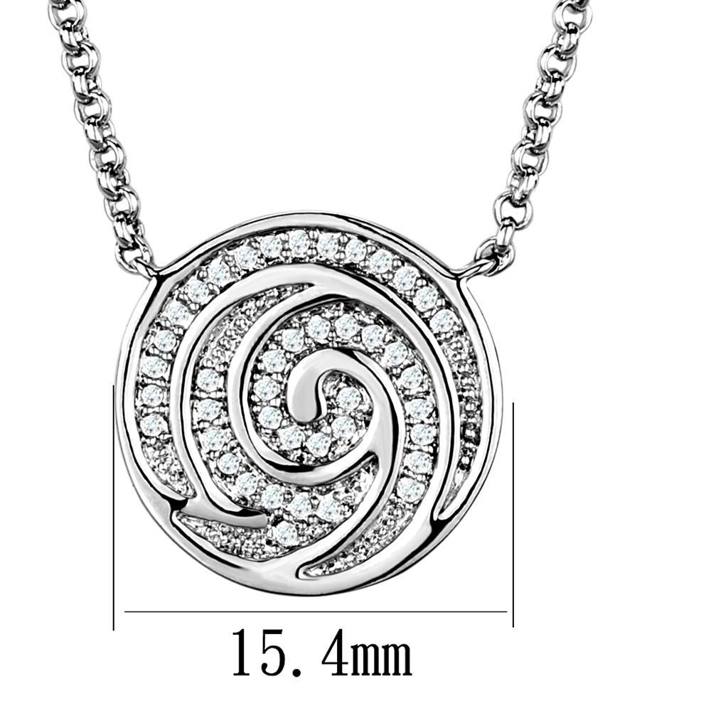 Rhodium brass chain pendant featuring AAA Grade clear CZ stone, showcasing elegance and shine.