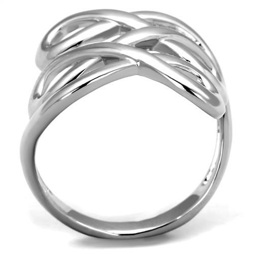 3W1076 Rhodium Brass Ring with a sleek design, featuring a polished rhodium finish and no center stone, perfect for everyday wear.