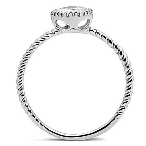 3W108 Rhodium Brass Ring featuring a clear AAA Grade CZ stone, showcasing its elegant design and luxurious finish.