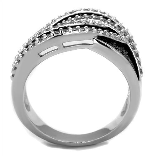 3W1090 Rhodium and Ruthenium Brass Ring featuring AAA Grade CZ in Black Diamond, showcasing its elegant design and luxurious finish.