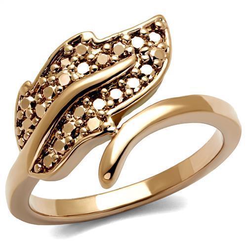 3W1200 IP Rose Gold Brass Ring featuring AAA Grade CZ stone, showcasing its elegant design and luxurious finish.