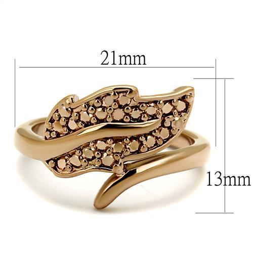 3W1200 IP Rose Gold Brass Ring featuring AAA Grade CZ stone, showcasing its elegant design and luxurious finish.