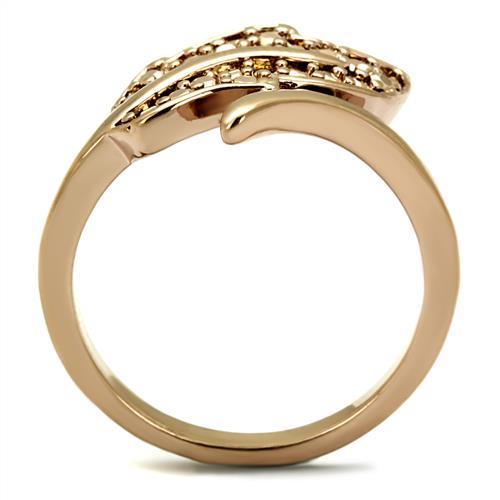 3W1200 IP Rose Gold Brass Ring featuring AAA Grade CZ stone, showcasing its elegant design and luxurious finish.