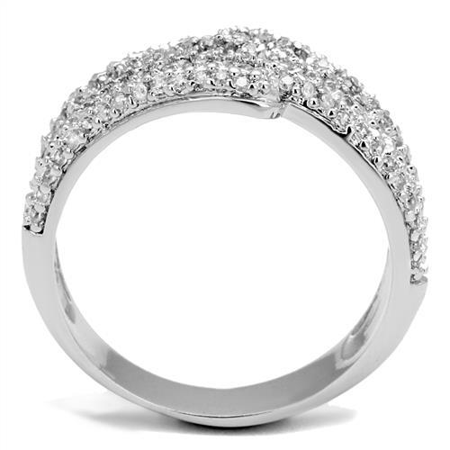 3W1214 Rhodium Brass Ring featuring a clear AAA Grade CZ stone, showcasing its elegant design and luxurious finish.