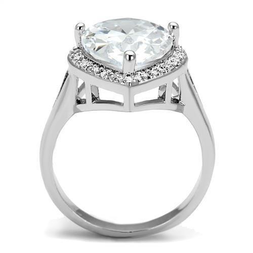 3W1215 Rhodium Brass Ring featuring a clear AAA Grade CZ stone, showcasing its elegant design and luxurious finish.