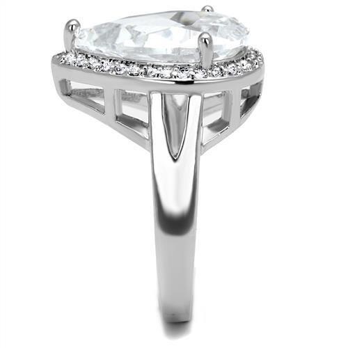 3W1215 Rhodium Brass Ring featuring a clear AAA Grade CZ stone, showcasing its elegant design and luxurious finish.