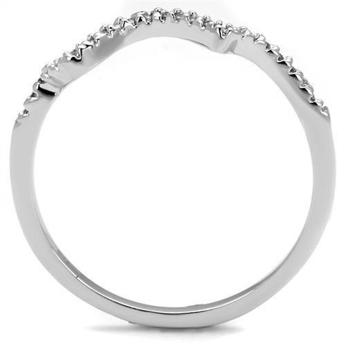 3W1239 Rhodium Brass Ring featuring a clear AAA Grade CZ stone, showcasing its elegant design and luxurious finish.