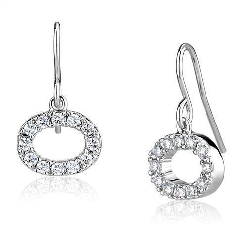 Elegant 3W1278 Rhodium Brass Earrings featuring AAA Grade CZ in Clear, showcasing their stunning design and sparkle.