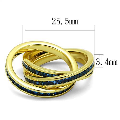 3W1329 Gold Brass Ring featuring a Montana synthetic glass stone, elegantly designed with a polished gold finish.