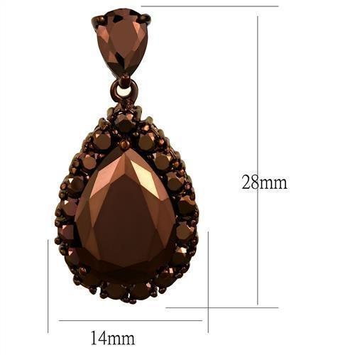 Elegant 3W1134 IP Coffee light Brass Earrings featuring AAA Grade CZ stones in light coffee color, perfect for any occasion.