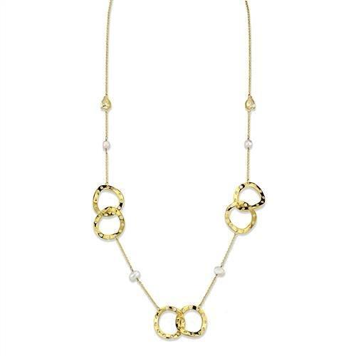 3W1335 Gold Brass Necklace featuring AAA Grade CZ in Citrine Yellow, showcasing its elegant design and vibrant color.