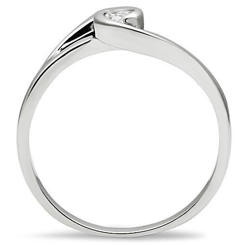 3W114 Rhodium Brass Ring featuring a clear AAA Grade CZ stone, showcasing its elegant design and luxurious finish.