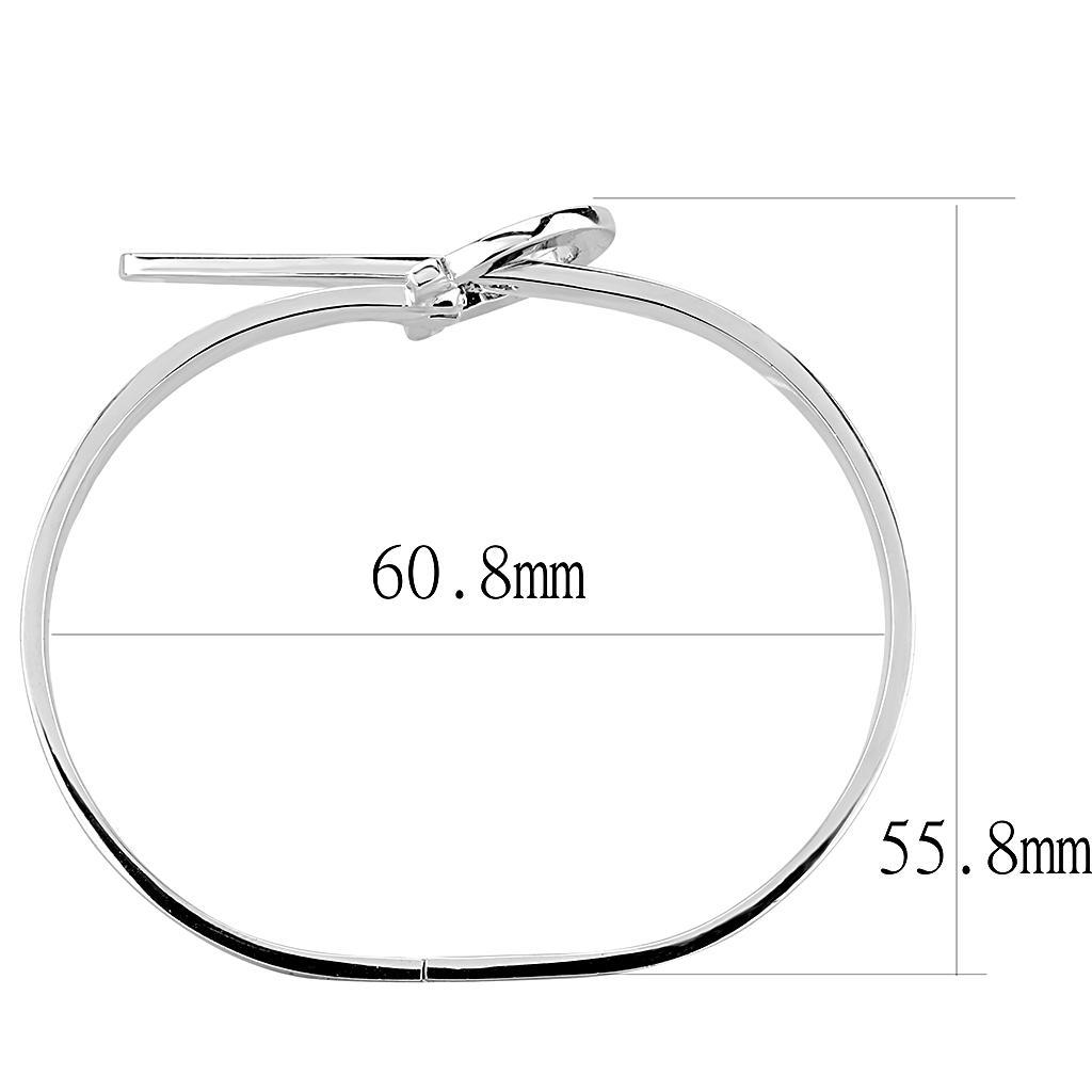 Elegant 3W1409 Rhodium Brass Bangle with a smooth finish, showcasing its minimalist design without any stones.