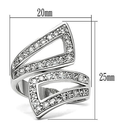 3W150 Rhodium Brass Ring featuring a clear AAA Grade CZ stone, showcasing its elegant design and luxurious finish.