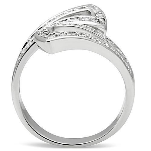 3W150 Rhodium Brass Ring featuring a clear AAA Grade CZ stone, showcasing its elegant design and luxurious finish.