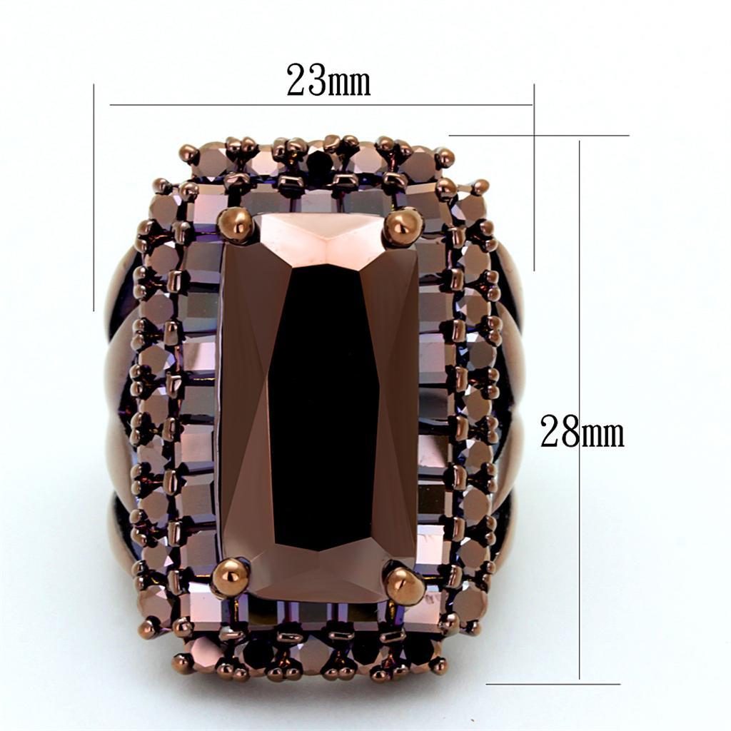 3W1152 IP Coffee light Brass Ring featuring a large AAA Grade CZ stone in Light Coffee color, showcasing its elegant design and finish.