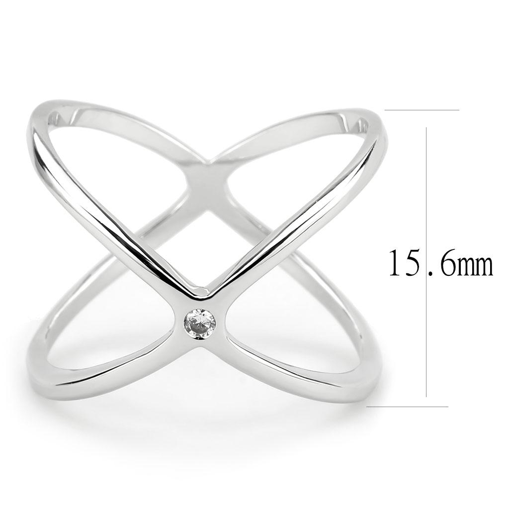 3W1584 Rhodium Brass Ring featuring a clear AAA Grade CZ stone, showcasing its elegant design and luxurious finish.