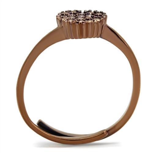 3W1166 IP Coffee light Brass Ring featuring AAA Grade CZ in Light Coffee, showcasing its elegant design and sparkling center stone.