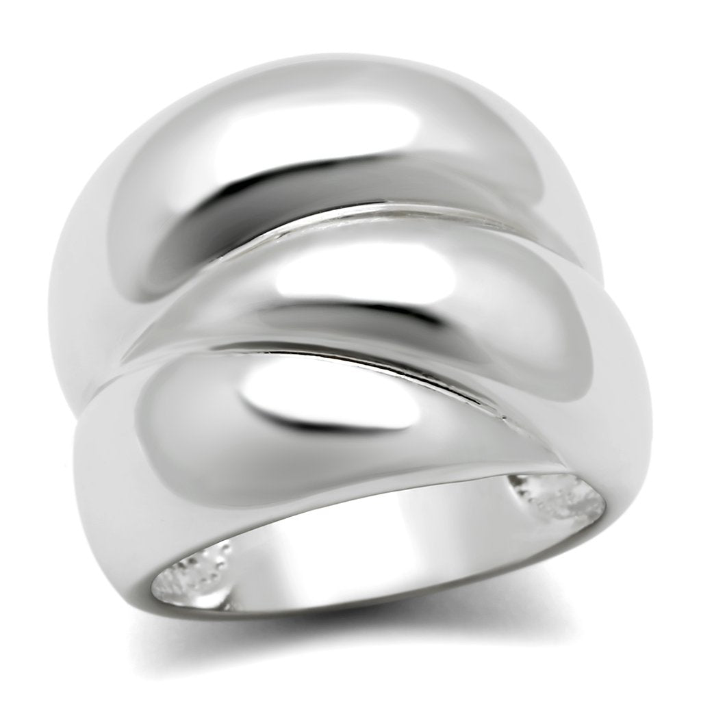 3W166 Rhodium Brass Ring with a sleek, minimalist design, showcasing its elegant finish and lightweight structure.