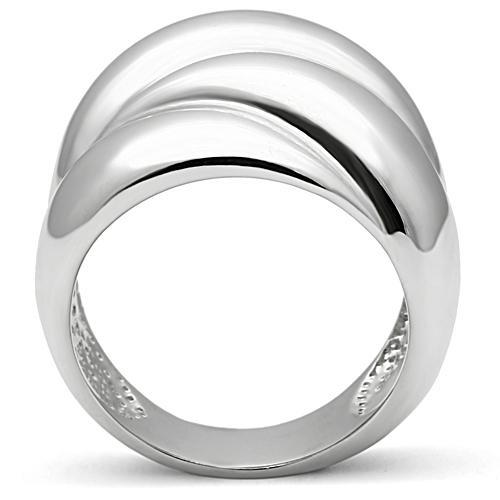 3W166 Rhodium Brass Ring with a sleek, minimalist design, showcasing its elegant finish and lightweight structure.