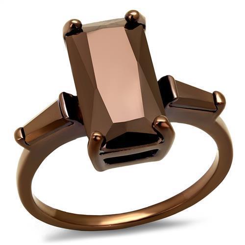 3W1160 IP Coffee light Brass Ring featuring a large AAA Grade CZ stone in Light Coffee color, showcasing its elegant design and craftsmanship.