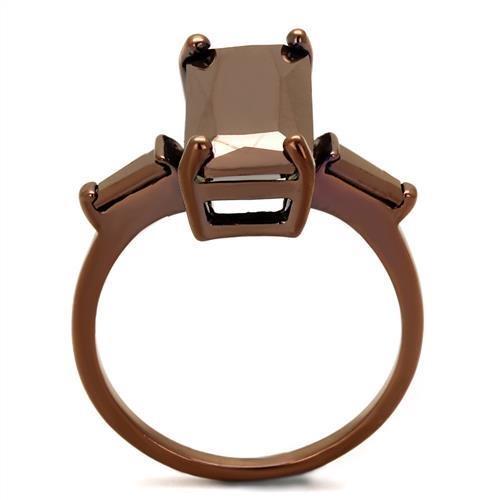 3W1160 IP Coffee light Brass Ring featuring a large AAA Grade CZ stone in Light Coffee color, showcasing its elegant design and craftsmanship.