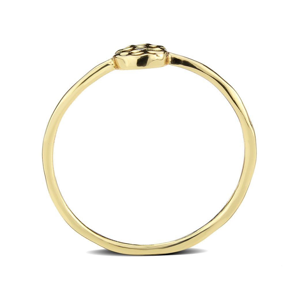 3W1613 Flash Gold Brass Ring featuring a clear AAA Grade CZ stone, showcasing its elegant design and luxurious finish.