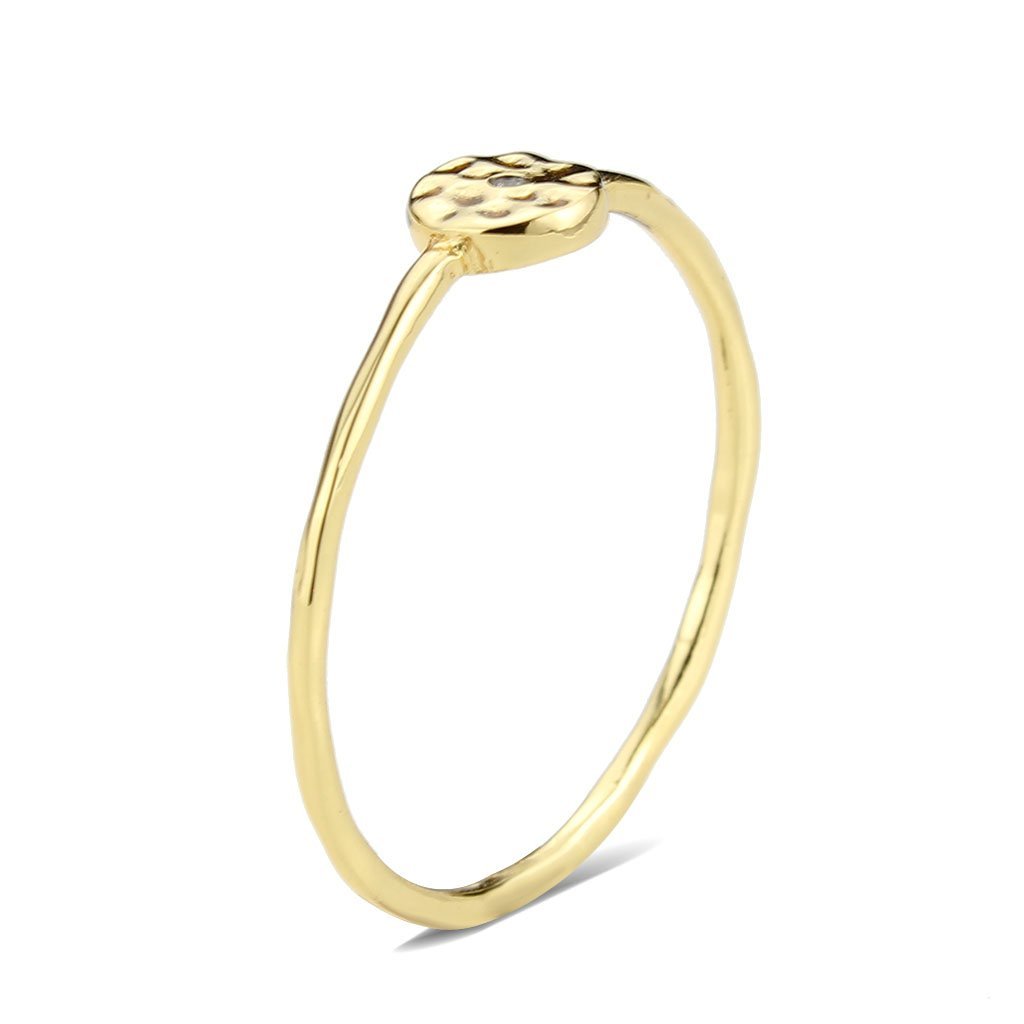 3W1613 Flash Gold Brass Ring featuring a clear AAA Grade CZ stone, showcasing its elegant design and luxurious finish.