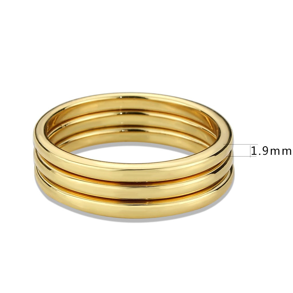 3W1628 Flash Gold Brass Ring with a sleek design, featuring a shiny gold finish and no center stone, perfect for elegant styling.