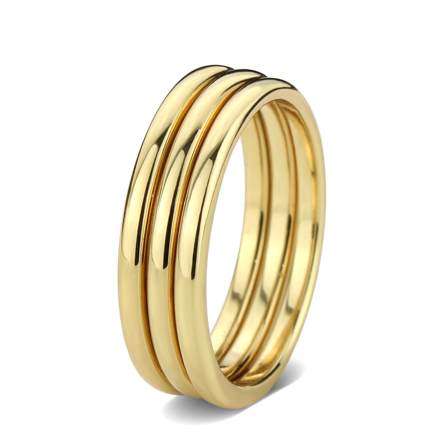 3W1628 Flash Gold Brass Ring with a sleek design, featuring a shiny gold finish and no center stone, perfect for elegant styling.