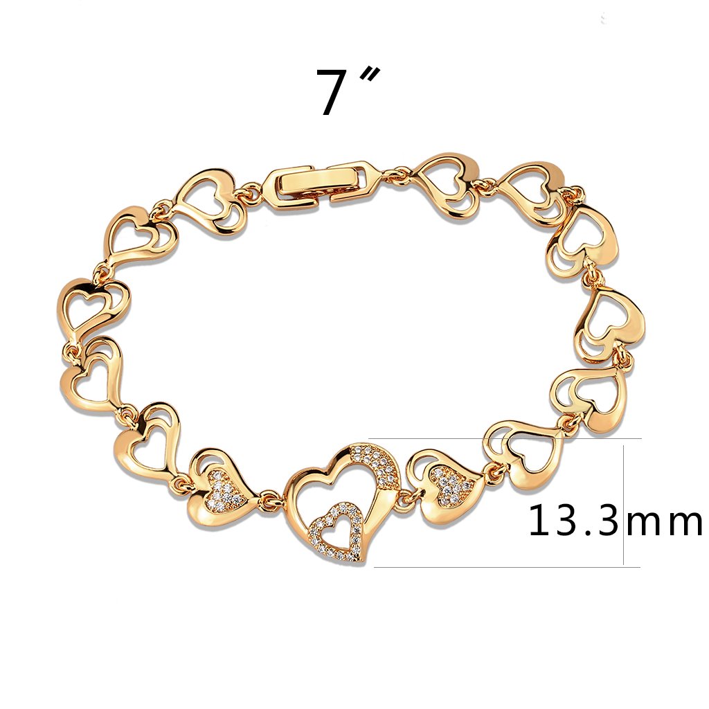 3W1633 Flash Rose Gold Brass Bracelet featuring AAA Grade CZ stones in clear, showcasing its elegant design and luxurious finish.