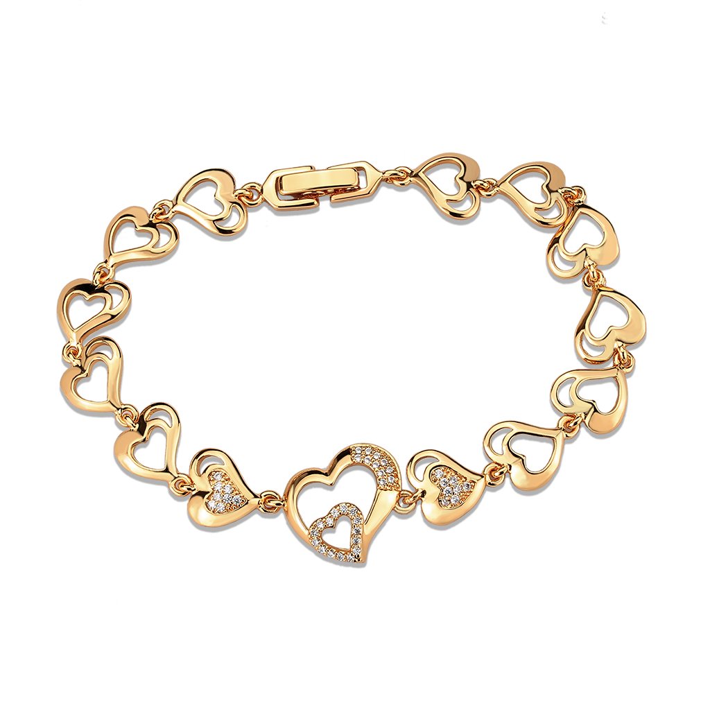 3W1633 Flash Rose Gold Brass Bracelet featuring AAA Grade CZ stones in clear, showcasing its elegant design and luxurious finish.