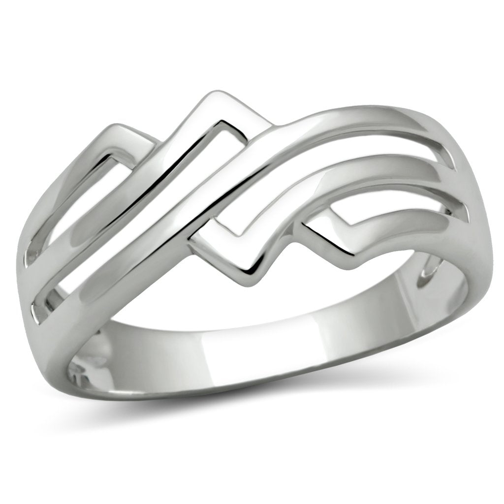 3W163 Rhodium Brass Ring with a sleek, minimalist design, featuring a shiny rhodium finish and no center stone.