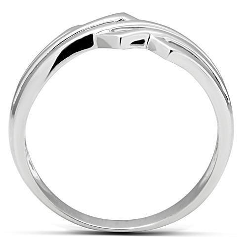 3W163 Rhodium Brass Ring with a sleek, minimalist design, featuring a shiny rhodium finish and no center stone.