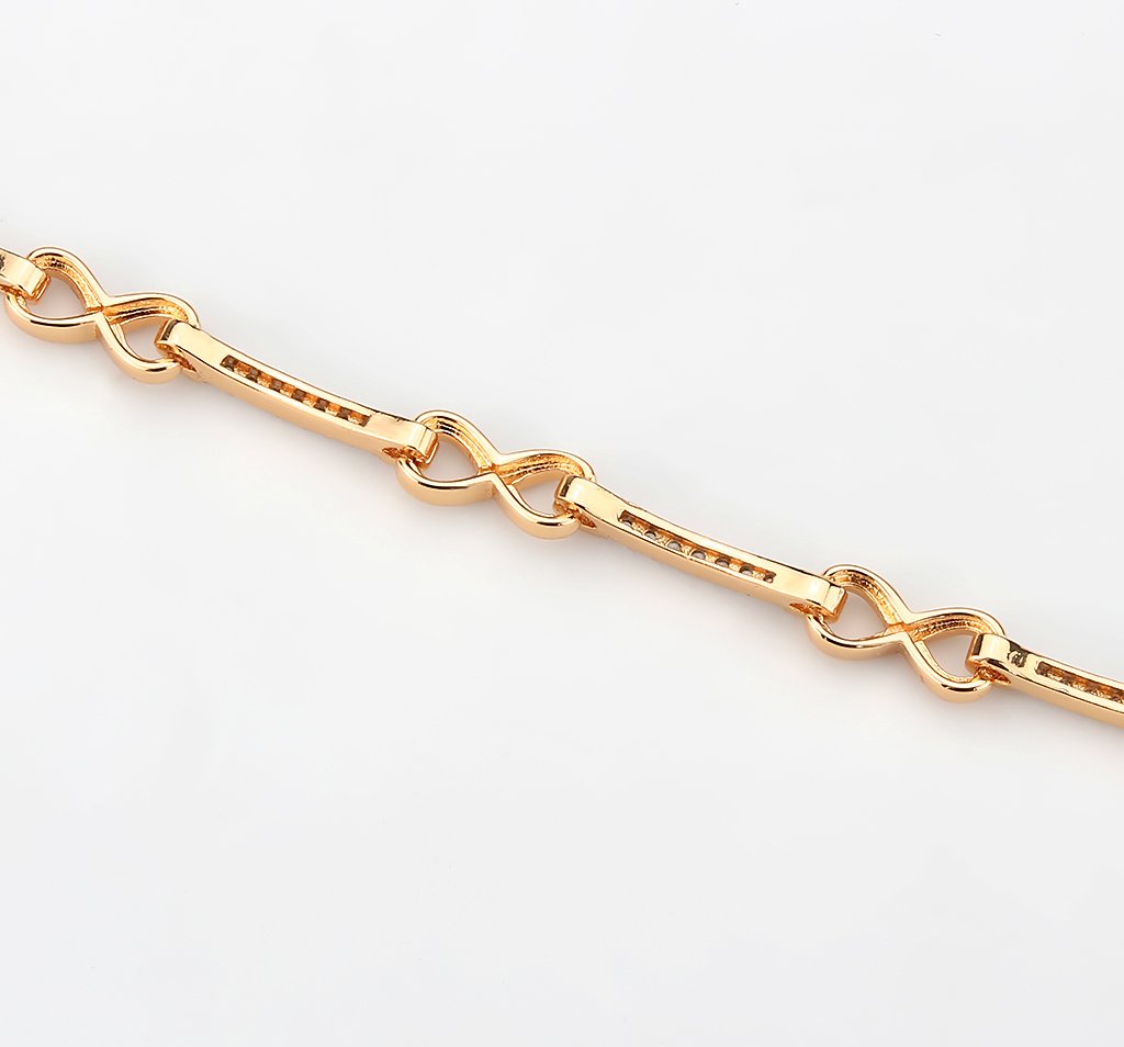 3W1630 Flash Rose Gold Brass Bracelet featuring AAA Grade CZ stones in clear, showcasing its elegant design and luxurious finish.