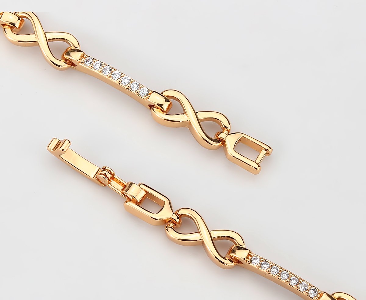 3W1630 Flash Rose Gold Brass Bracelet featuring AAA Grade CZ stones in clear, showcasing its elegant design and luxurious finish.