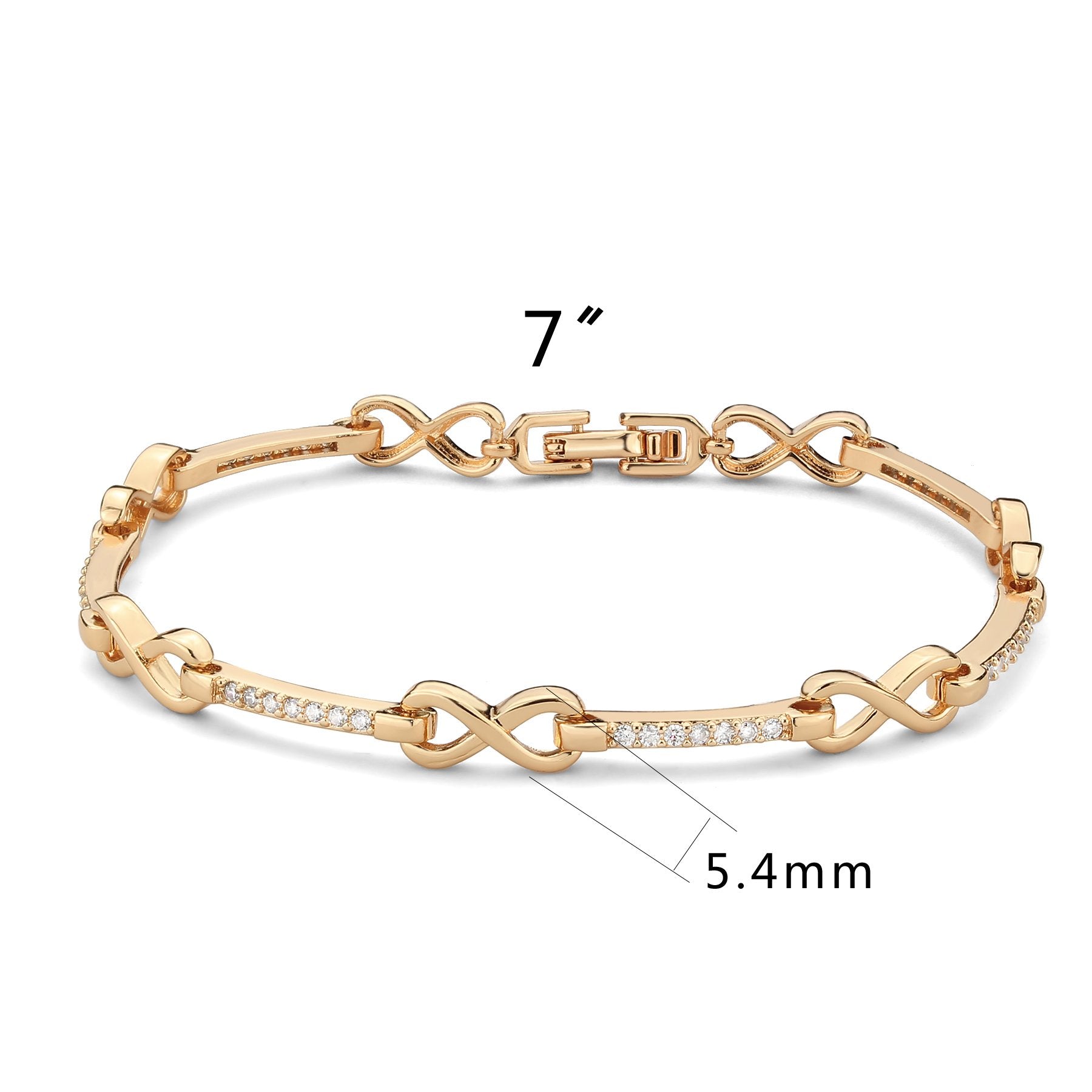 3W1630 Flash Rose Gold Brass Bracelet featuring AAA Grade CZ stones in clear, showcasing its elegant design and luxurious finish.