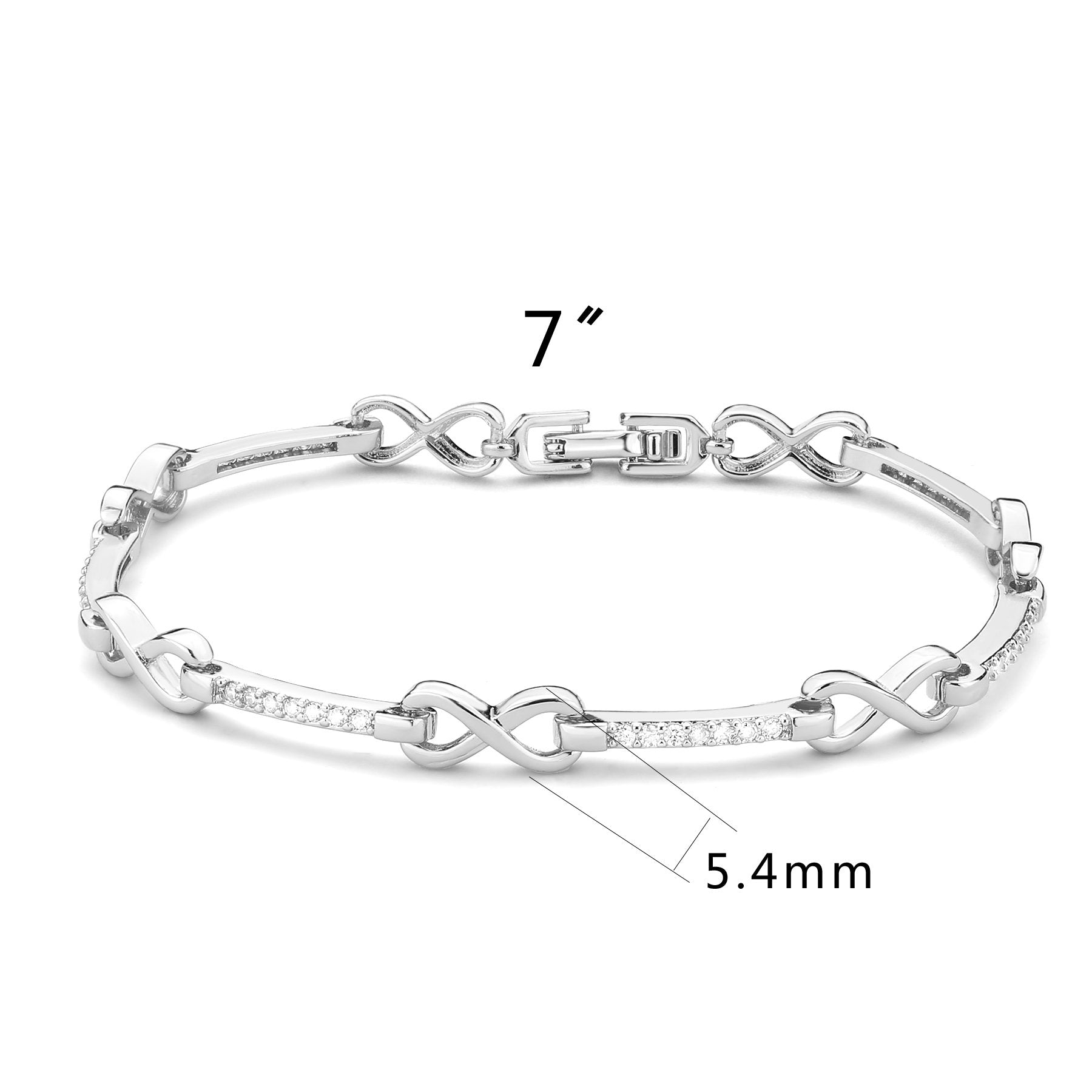 3W1631 Rhodium Brass Bracelet featuring a clear AAA Grade CZ stone, showcasing its elegant design and luxurious finish.