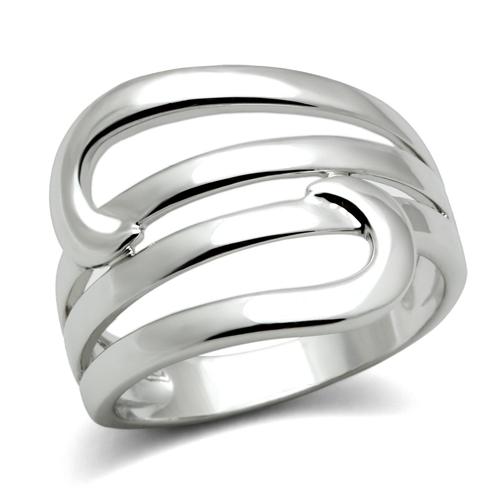 3W164 Rhodium Brass Ring with a sleek design, showcasing its shiny finish and elegant simplicity, perfect for any occasion.