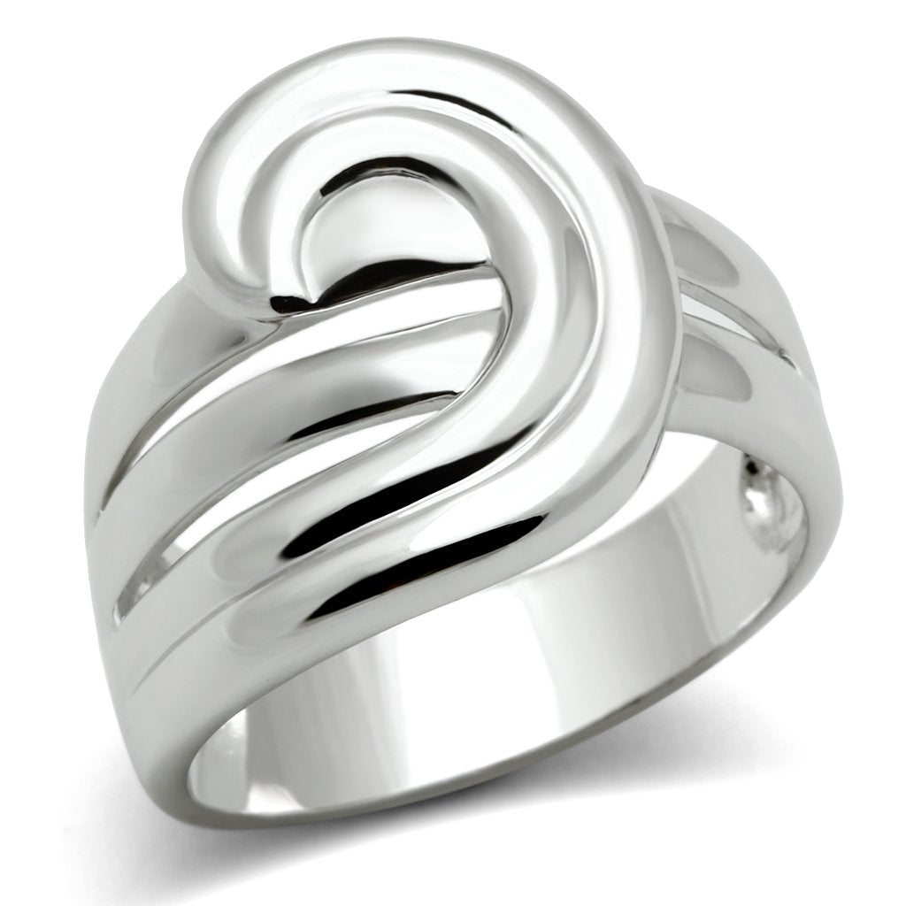 3W165 Rhodium Brass Ring with a sleek, minimalist design, showcasing its shiny rhodium finish and lightweight brass material.