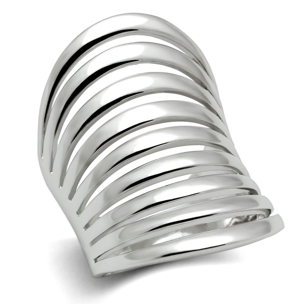 3W168 Rhodium Brass Ring with a sleek design, showcasing its shiny rhodium finish and durable brass material.